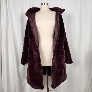 Lane Bryant Plum Faux Fur Super Soft Coat Size 10/12